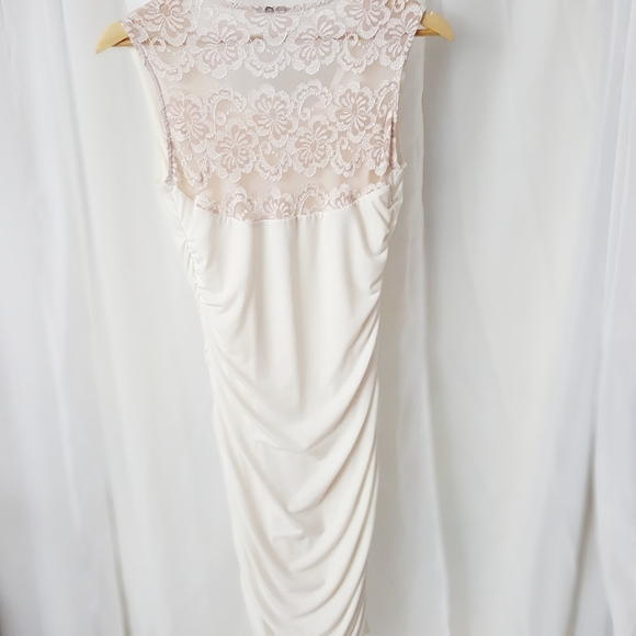 Ivory Spring/Summer Rouched Pencil Cocktail Dress - Picture 3 of 9